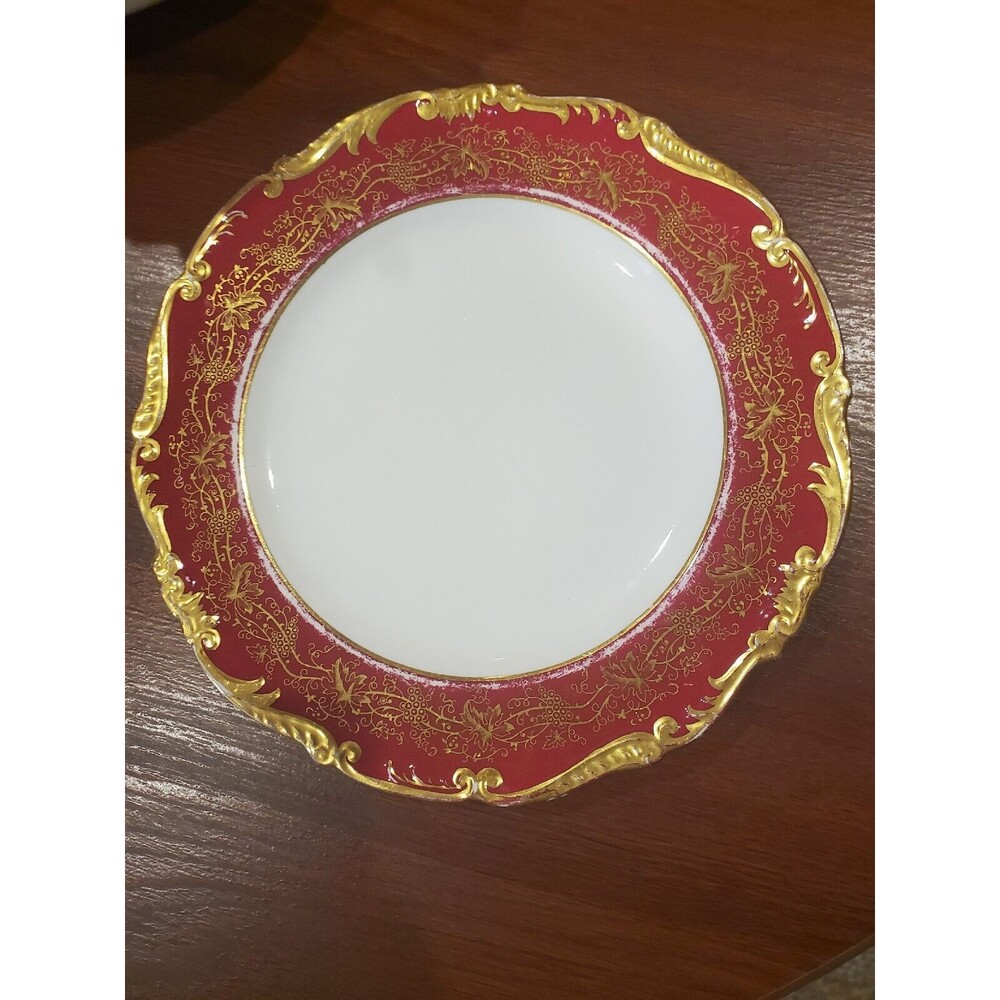 Coalport Hazelton Red & Gold Dinner Plate 8 5/8” English Rare Vintage